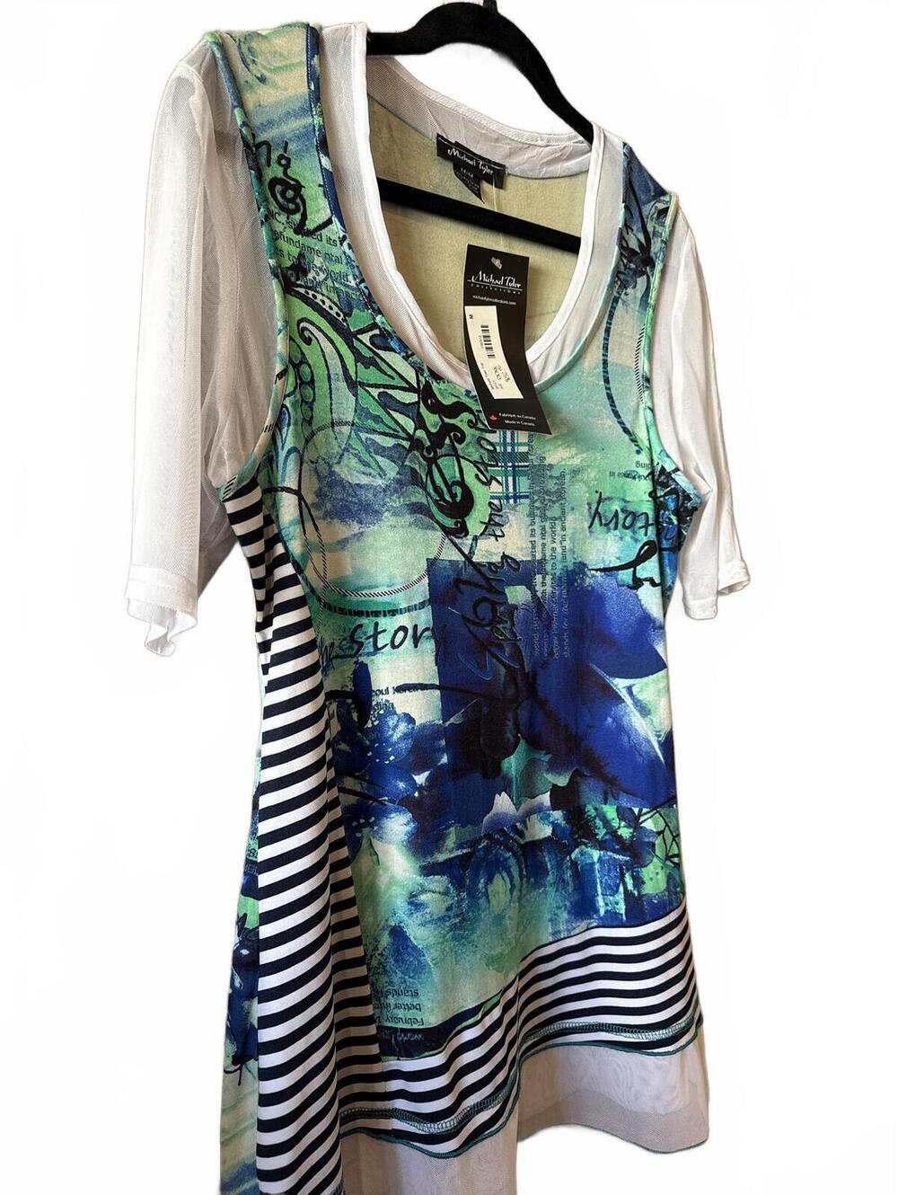 Michael Tyler Women's Artistic Print Layered Top Size M, NWT - Picture 3 of 7